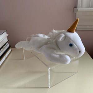Vintage Beanie Baby Ty Mystic Unicorn 1993 Retired Stuffed Animal White Tan
